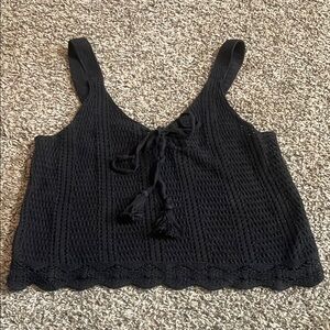 Black Crochet Camisole Top